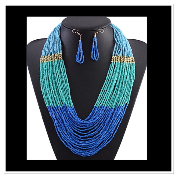 Jewelry - Blue Beaded Multi-Strand Necklace
